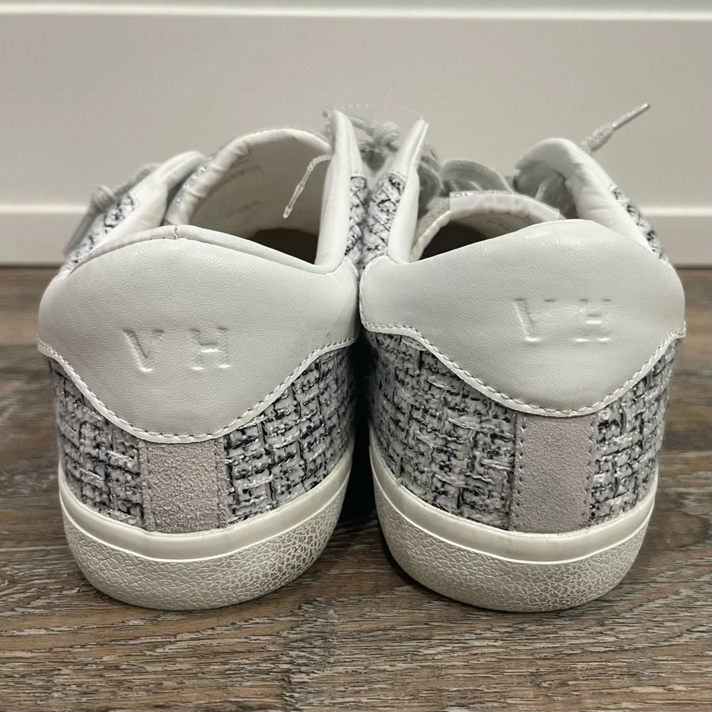 Vintage Havana White and Gray Sneakers with Star & Tweed Detail, Sz Women 11 - Picture 4 of 5